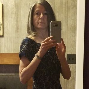 Vintage royal blue cocktail dress with gold piping